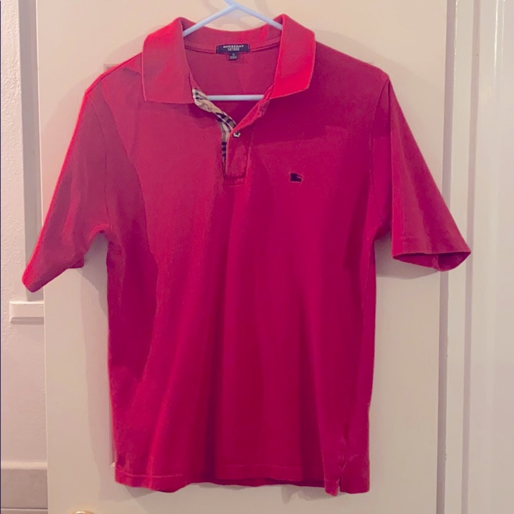 Red Burberry Polo Shirt